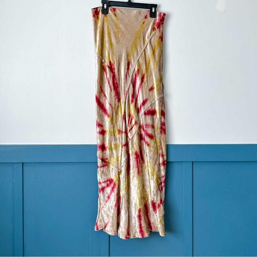 Free People Serious Swagger Midi Skirt XS Velvet Tie Dye - Picture 6 of 6